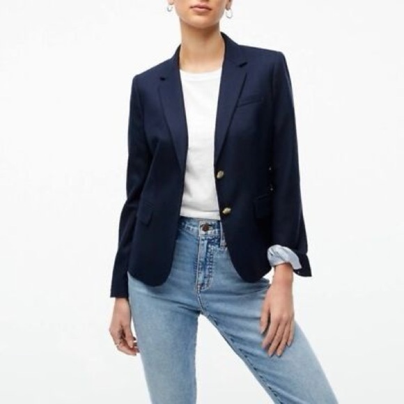 J. Crew Navy Blue Schoolboy Wool Blazer Gold Buttons size 4 - Picture 2 of 15